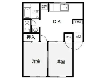 オタール(2DK/2階)の間取り写真