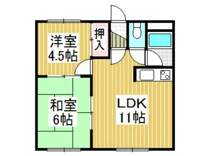 エスポワール豊川(2LDK/1階)の間取り写真