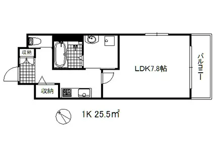 ワコーレヴィータ神戸上沢通(1K/1階)の間取り写真