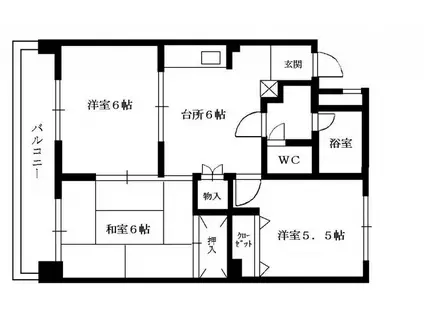 今宿西城コーポ(3DK/3階)の間取り写真