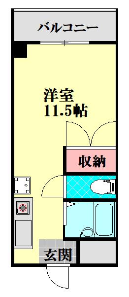 平田ビル(ワンルーム/2階)の間取り写真