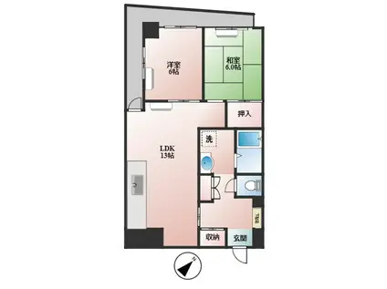 双秀ビル(2LDK/8階)の間取り写真