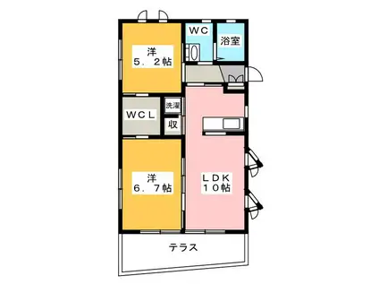 カーサナランハ(2LDK/1階)の間取り写真