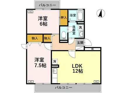 ロイヤルガーデン堀之内 D205(2LDK/2階)の間取り写真