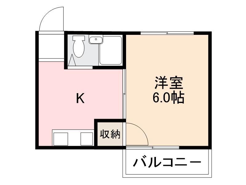 ローズガーデン(1K/4階)の間取り写真