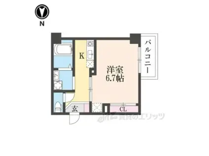 インペリアル奈良大宮(1K/4階)の間取り写真