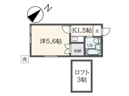 サンライズK相武台(1K/1階)の間取り写真