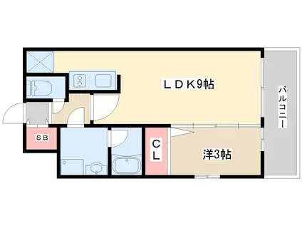 ATTIRANT西三国(1LDK/4階)の間取り写真