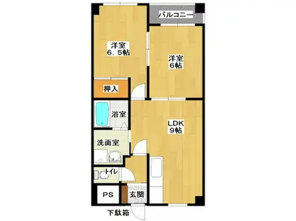 AMIJIKマンション(2LDK/1階)の間取り写真