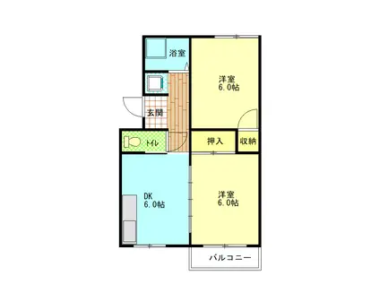宇治ハイツ(2DK/2階)の間取り写真