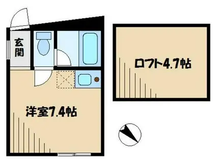 ユナイト武蔵小杉カルバジーニョ(ワンルーム/1階)の間取り写真