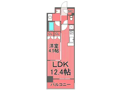 プレシエ横浜石川町(1LDK/11階)の間取り写真