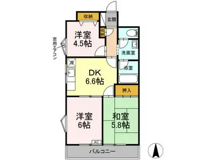 ユタカキャピタル金町(3DK/3階)の間取り写真