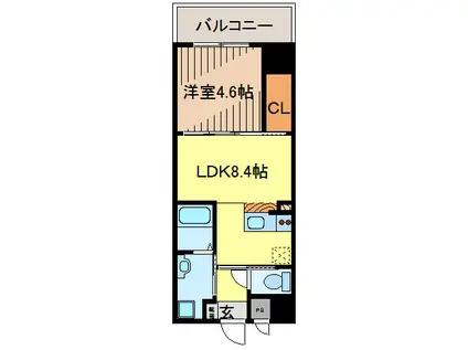 西武門みーちハウス(1DK/7階)の間取り写真