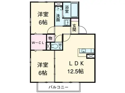 地下鉄東山線 高畑駅 徒歩9分 2階建 築20年(2LDK/2階)の間取り写真