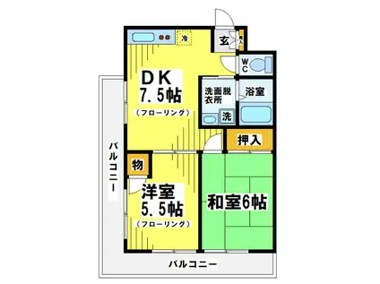 三ツ木駅前ビル(2DK/3階)の間取り写真