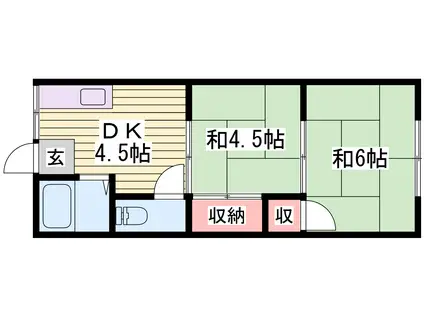 白楊荘(2K/1階)の間取り写真
