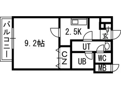 スカイヒルズN15(1K/13階)の間取り写真