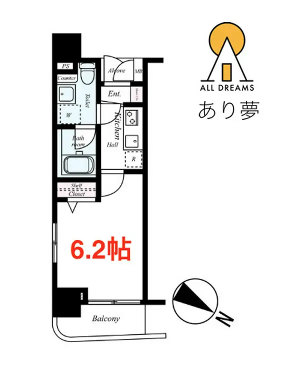 グリフィン横浜・桜木町七番館 9階階 間取り