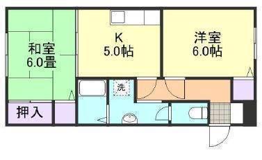 サンライフ中島 II A(2K/1階)の間取り写真