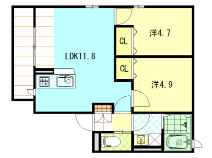 MIGNONII(2LDK/1階)の間取り写真