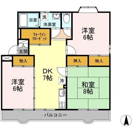 エスポワールいずみ(3DK/3階)の間取り写真