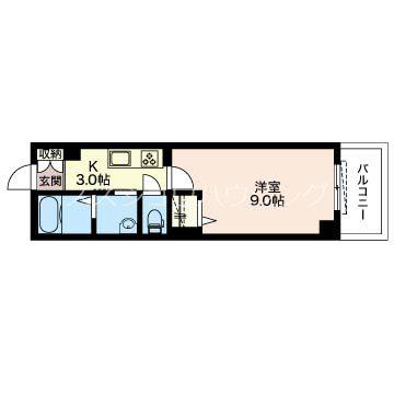 樹ビル(1K/3階)の間取り写真