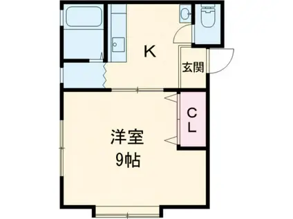 ライブアイ(1K/2階)の間取り写真