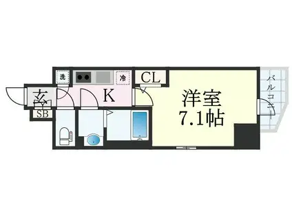 エスリード難波 THE FIRST(1K/13階)の間取り写真