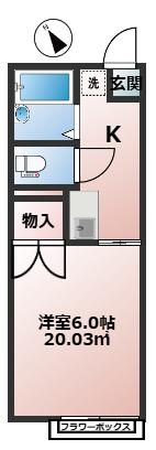 リーバイスハイツII(1K/2階)の間取り写真