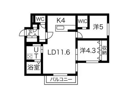 CROSSBELL524(2LDK/1階)の間取り写真