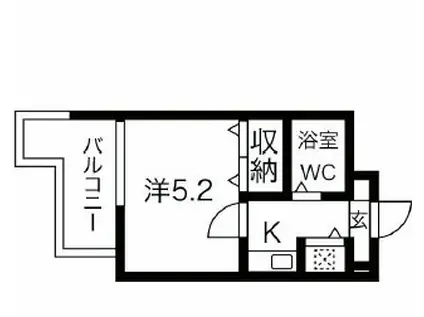 ミリアンメロディ川名(1K/4階)の間取り写真