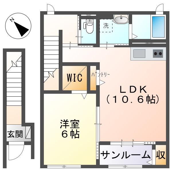 シェルティー(1LDK/2階)の間取り写真