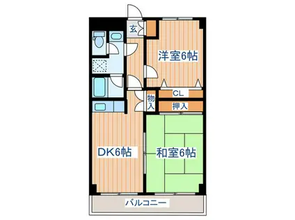 ファミールあやし(2DK/3階)の間取り写真