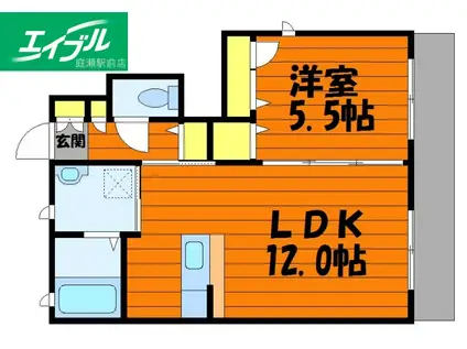 カリーノ(1LDK/1階)の間取り写真