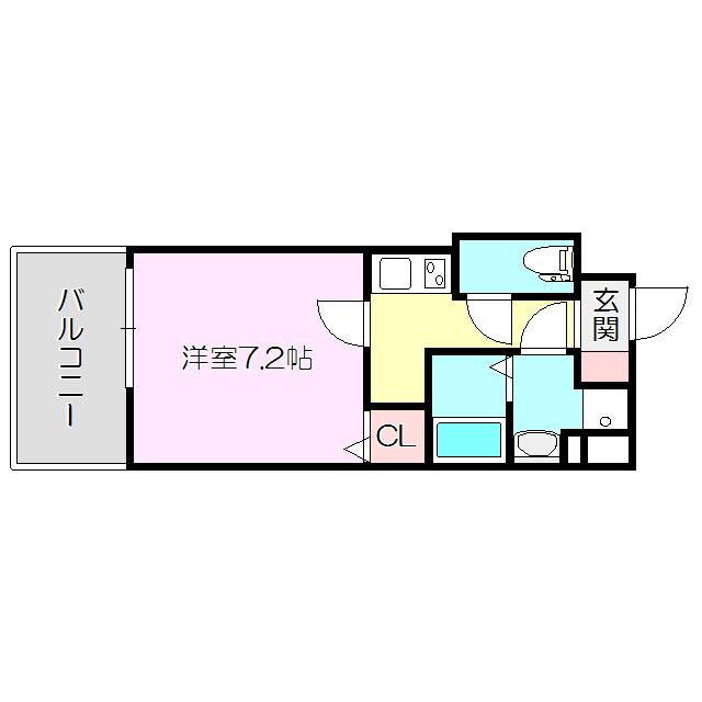 S-RESIDENCE新大阪RIDENTE(1K/2階)の間取り写真