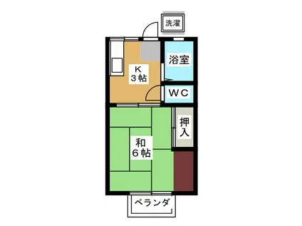 ハイムローゼ(1K/2階)の間取り写真