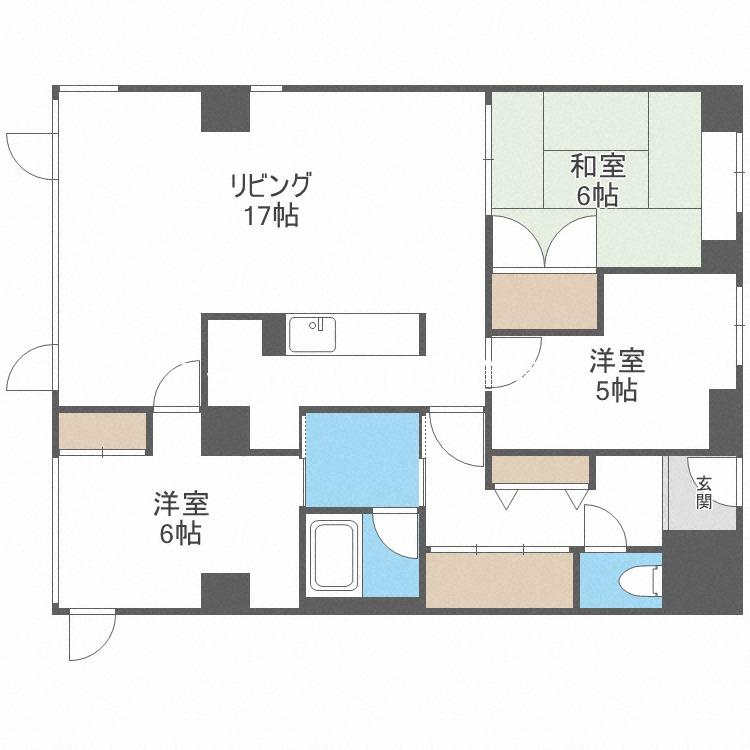 サンシティ札幌(3LDK/2階)の間取り写真