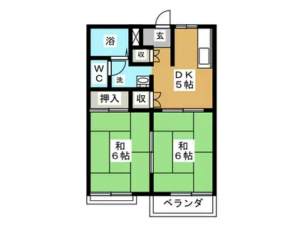 フレグランスHAYAMA B棟(2DK/2階)の間取り写真