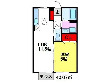 サンライズI番館(1LDK/2階)の間取り写真