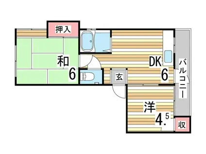メゾン熊内V(2DK/3階)の間取り写真