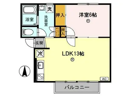 レジデンスボナール I(1LDK/1階)の間取り写真