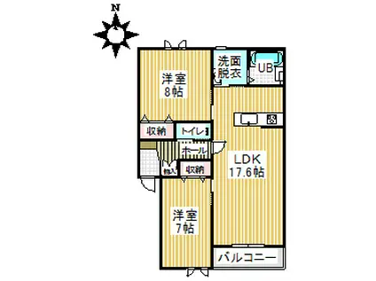 タイタスII(2LDK/1階)の間取り写真