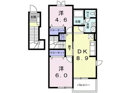 ムーラン・ルージュI(2DK/2階)の間取り写真