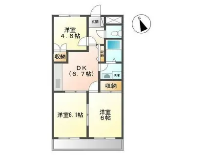 サンライズ・U(3DK/2階)の間取り写真