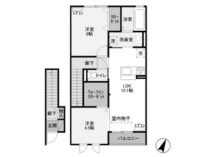 ヴァンヴェール(2LDK/2階)の間取り写真
