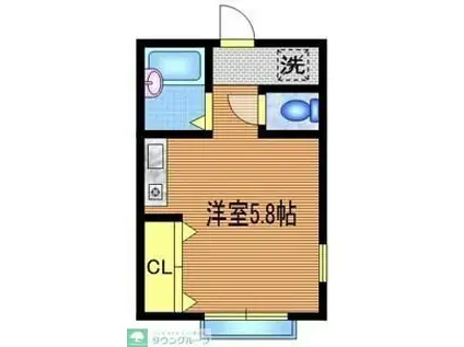 プリンス小松(ワンルーム/2階)の間取り写真