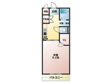 クレアーレ桜木II(1K/1階)の間取り写真