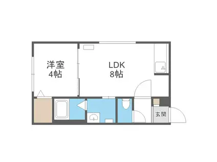 ラフィーネ発寒南(1LDK/4階)の間取り写真