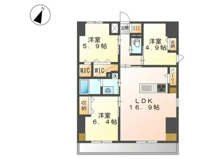 ワシンレジデンス(3LDK/9階)の間取り写真